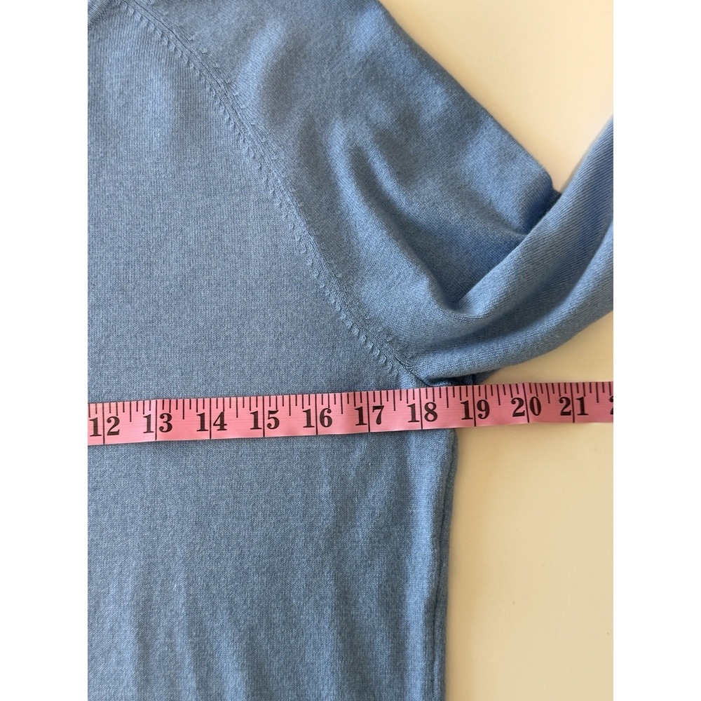 J. Mclaughlin Cotton Stretch Sweater Lightweight Baby Blue Button Preppy Medium - Picture 7 of 11